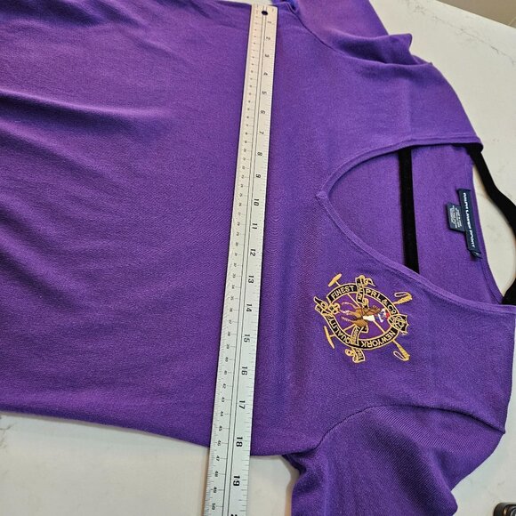 Ralph Lauren Sport Purple Sweater Large Embroidered Logo, Italian Pima Cotton - Picture 10 of 10